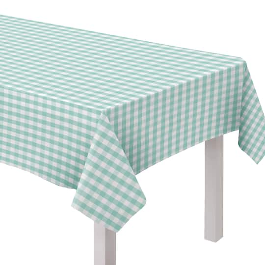 84&#x22; Green Gingham Fabric Tablecloth